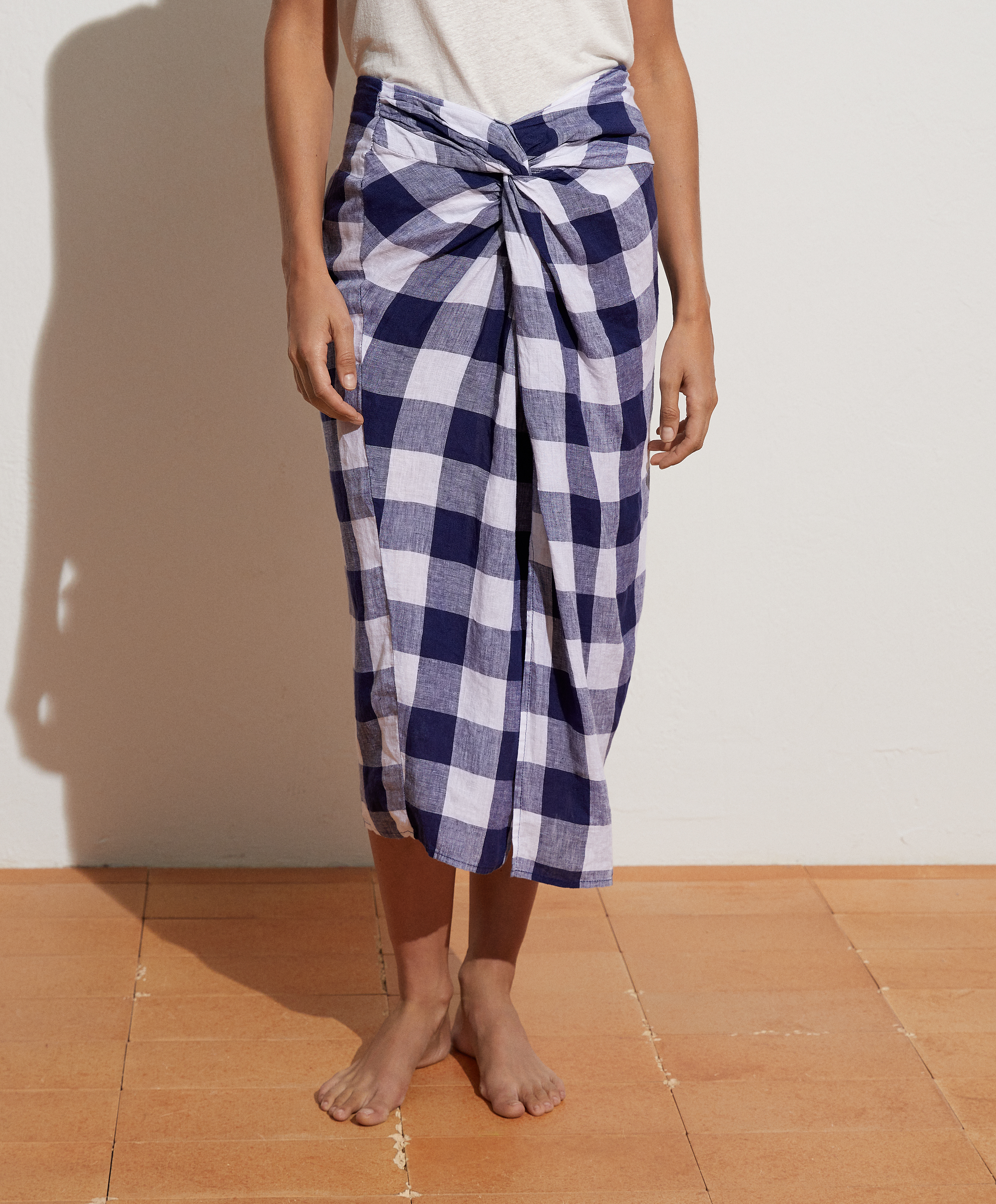 linen gingham skirt