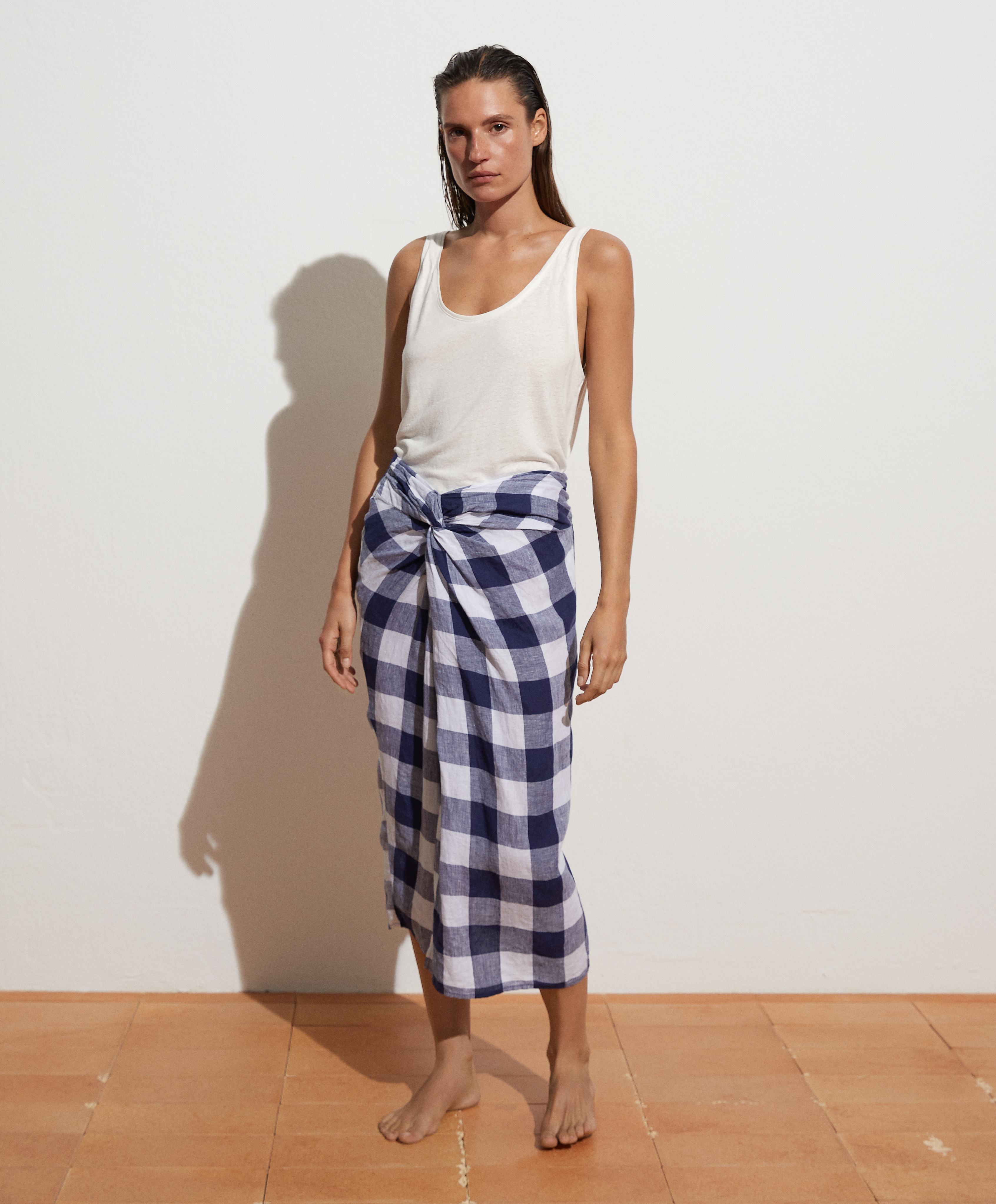 linen gingham skirt