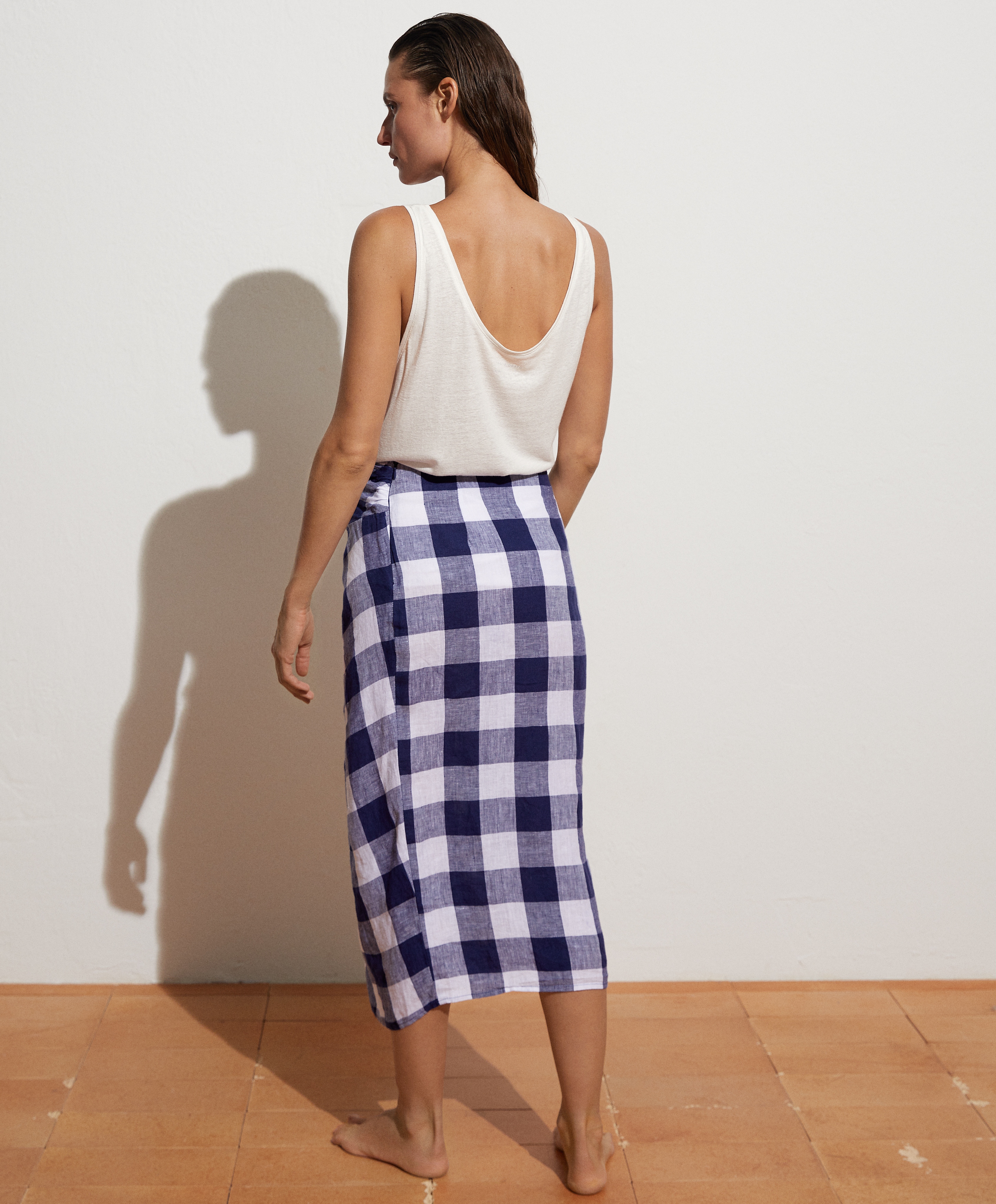 gingham linen skirt