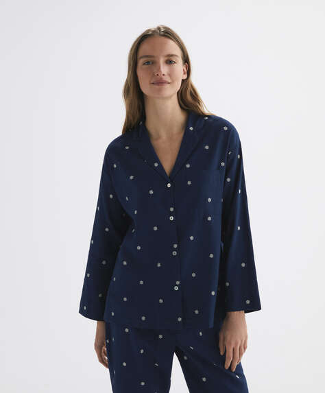 Pijama camiser de màniga llarga amb cotó brodat