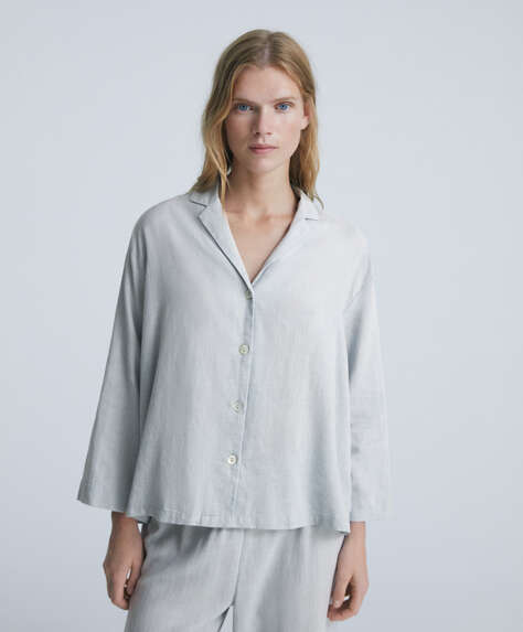 Camicia del pigiama a manica lunga in cotone