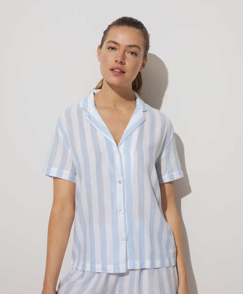 Stripe 100% cotton short-sleeved shirt