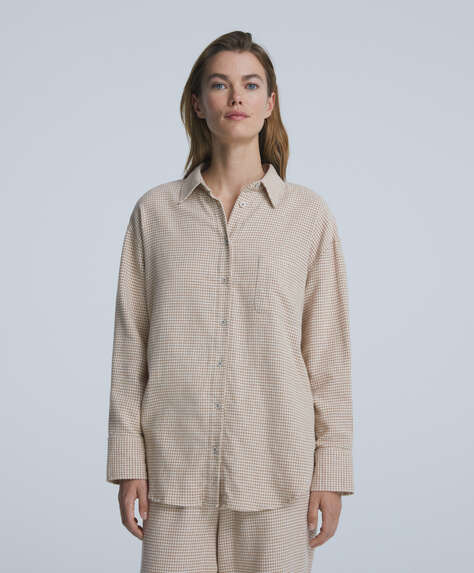 Koszula z długim rękawem ze 100% bawełny w pepitkę