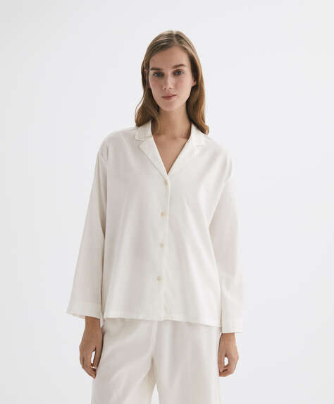 Camicia del pigiama a manica lunga in 100% cotone