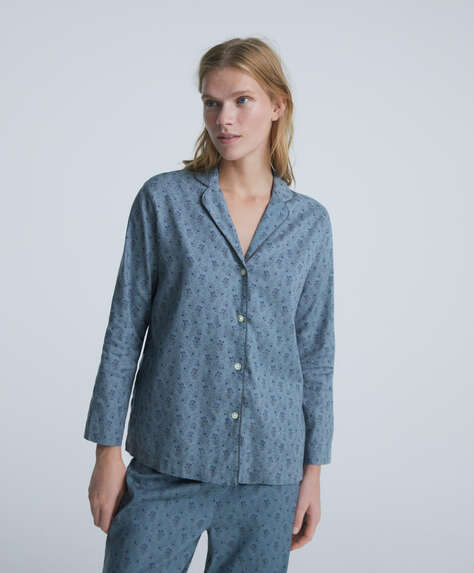 Pijama camiser de màniga llarga 100 % cotó amb estampat
