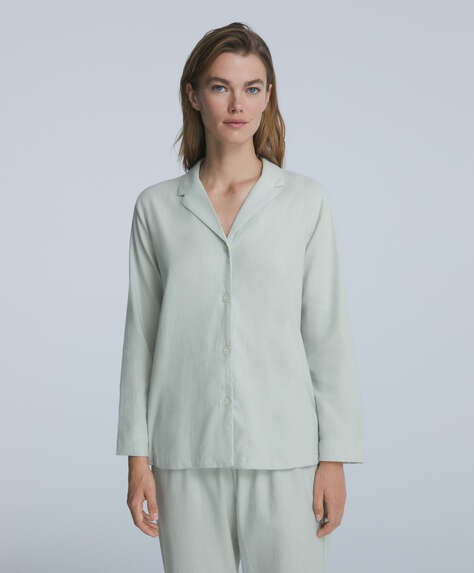 Koszula piżamowa z długim rękawem ze 100% bawełny w pepitkę