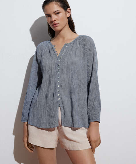 Langärmelige Bluse aus 100 % Baumwolle mit Vichy-Print