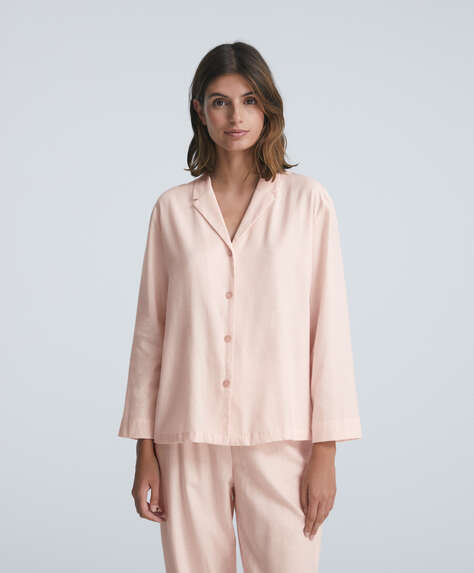 Pijama camiser de màniga llarga 100 % cotó amb ratlles