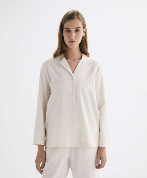 Camicia del pigiama a manica lunga in 100% cotone