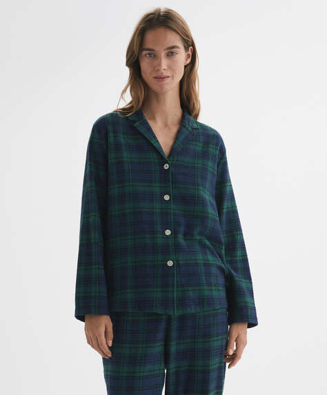 EXTRA WARM checked 100% cotton long-sleeved shirt