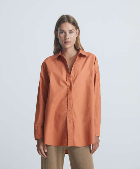 Long-sleeved oversize shirt in 100% cotton