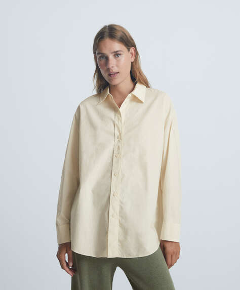 Langärmeliges Oversize-Hemd aus 100 % Baumwolle
