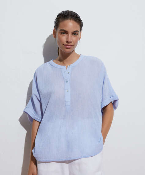 100% cotton short-sleeved blouse