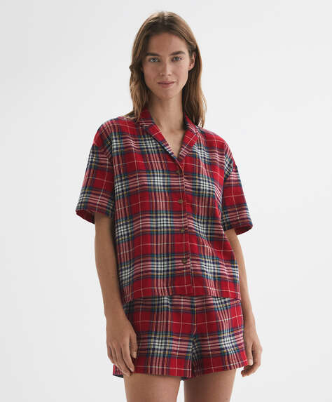 Pijama camiser de màniga curta 100 % cotó a quadres