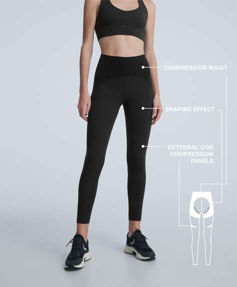 Velvet compressive raise up ankle-length leggings