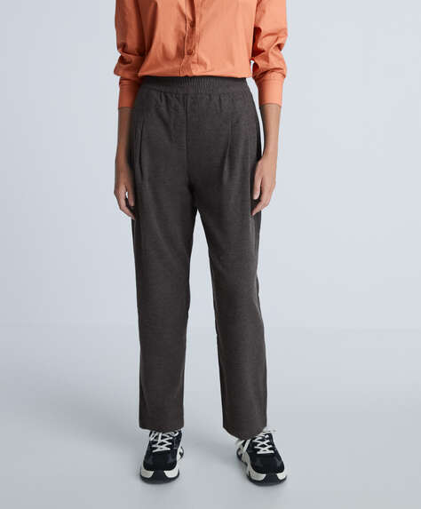 Straight leg flannel trousers
