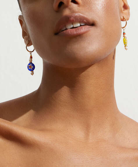 Multicolour dangle hoop earrings