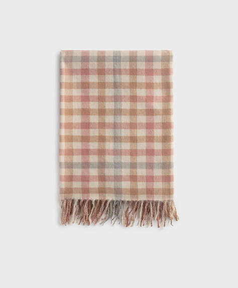 Fringed checked scarf