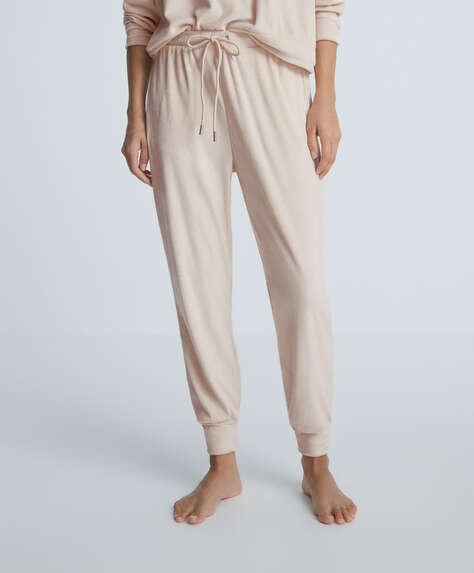 Soft touch velour cuffed trousers