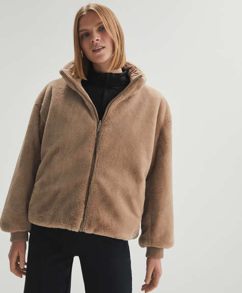 Fur-effect reversible jacket