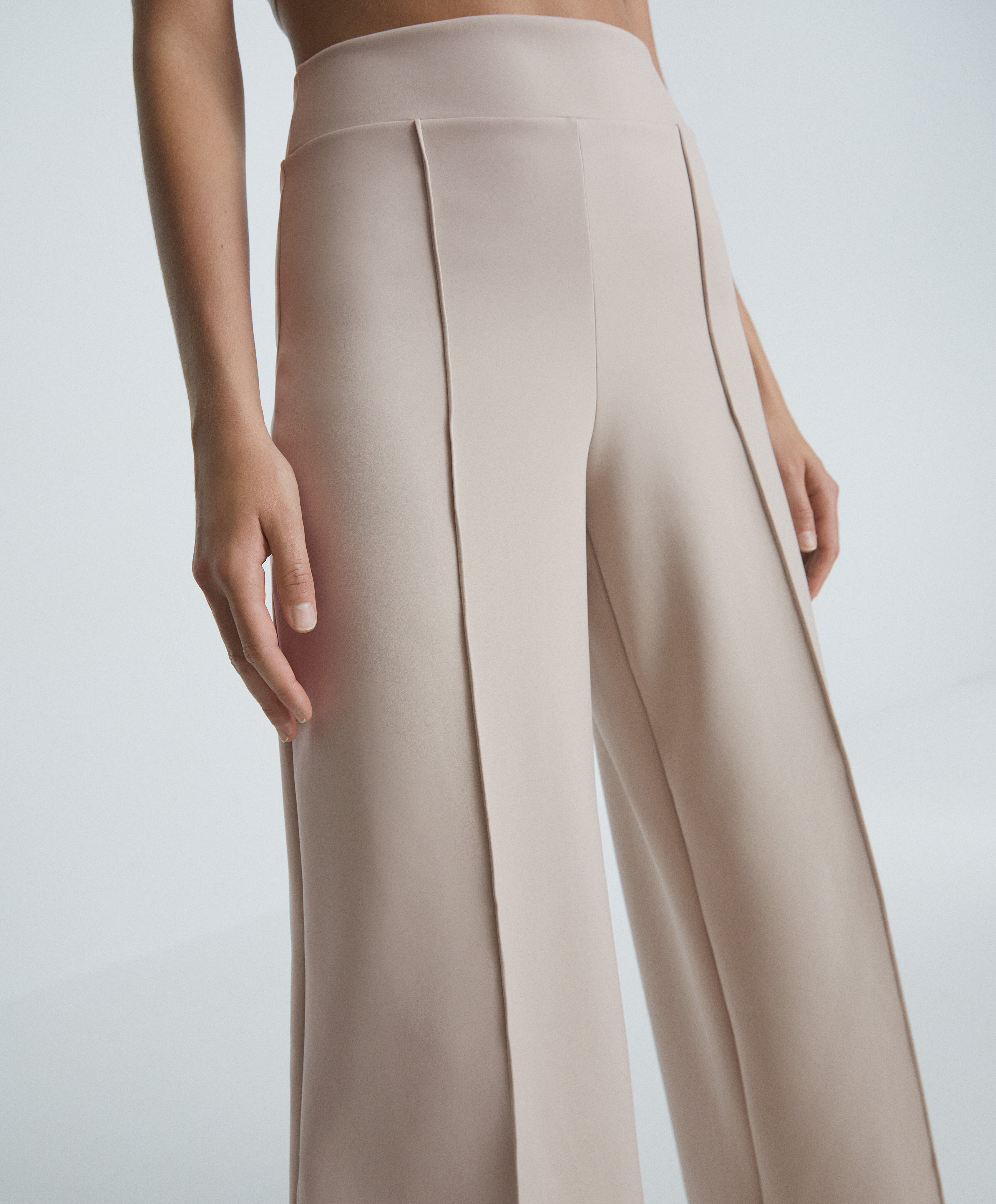 wide leg polyester trousers