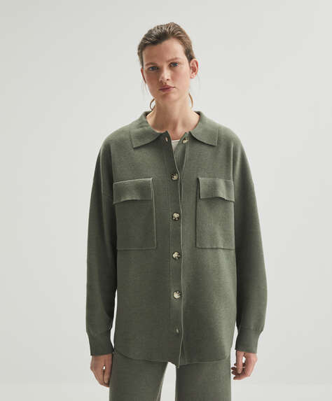 Knit overshirt with pockets