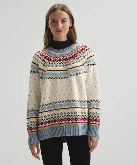 Sweater med lange ærmer og jacquard