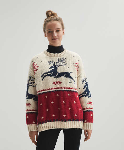 Reindeer oversize knit jumper