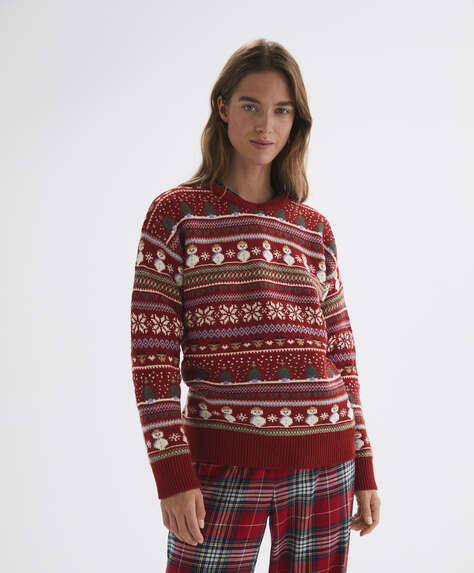 Pullover in maglia jacquard natalizia