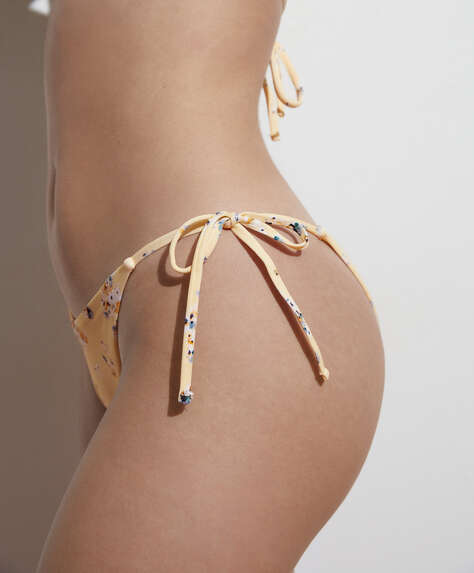 Ditsy floral V-cut Brazilian bikini briefs with ties