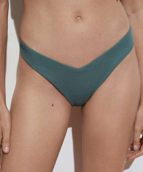 V-cut textured Brazilian bikini briefs