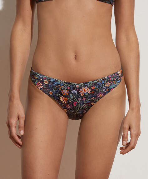 Floral paisley V-cut Brazilian bikini briefs