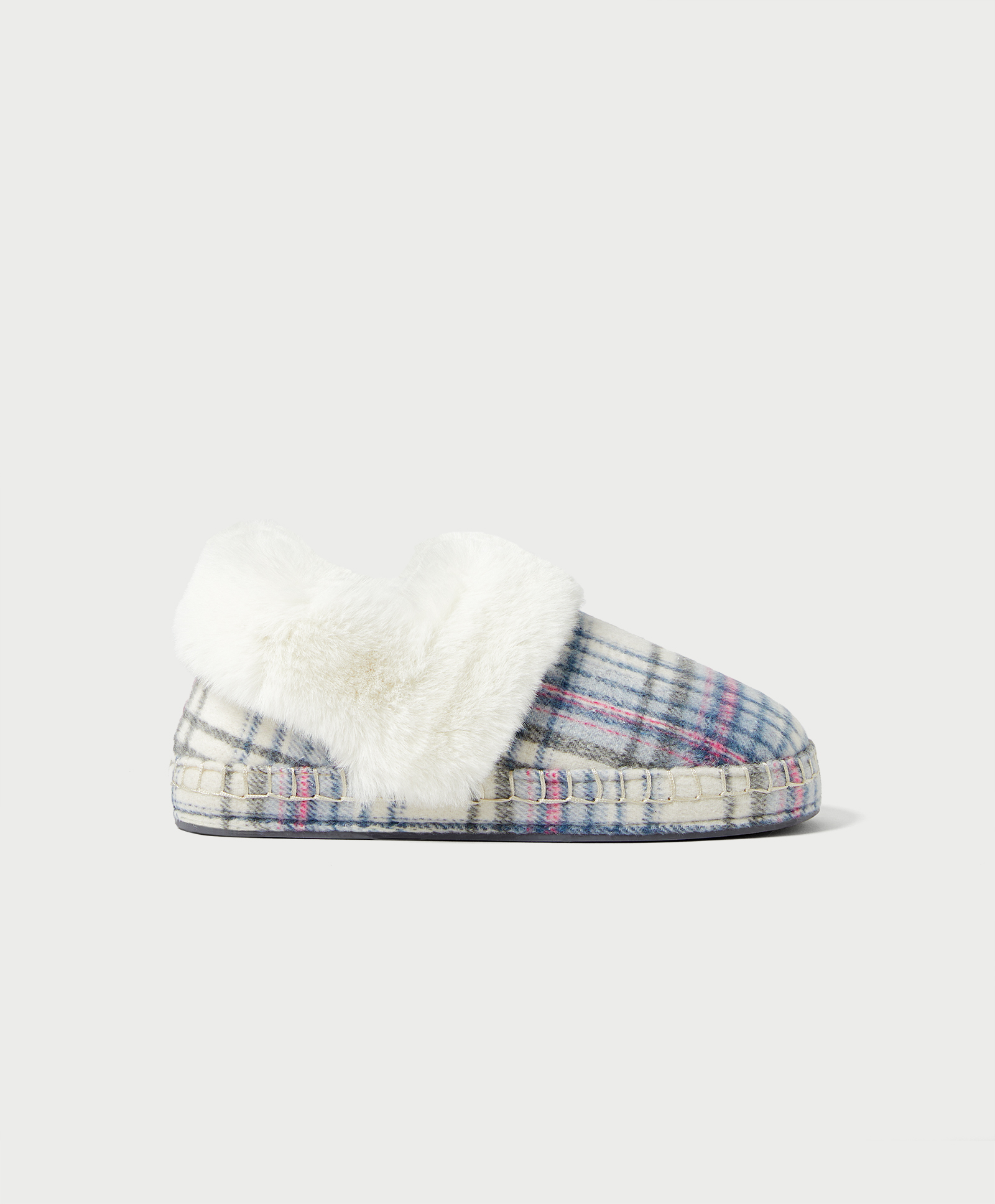 1018/080 Checked closed slippers
