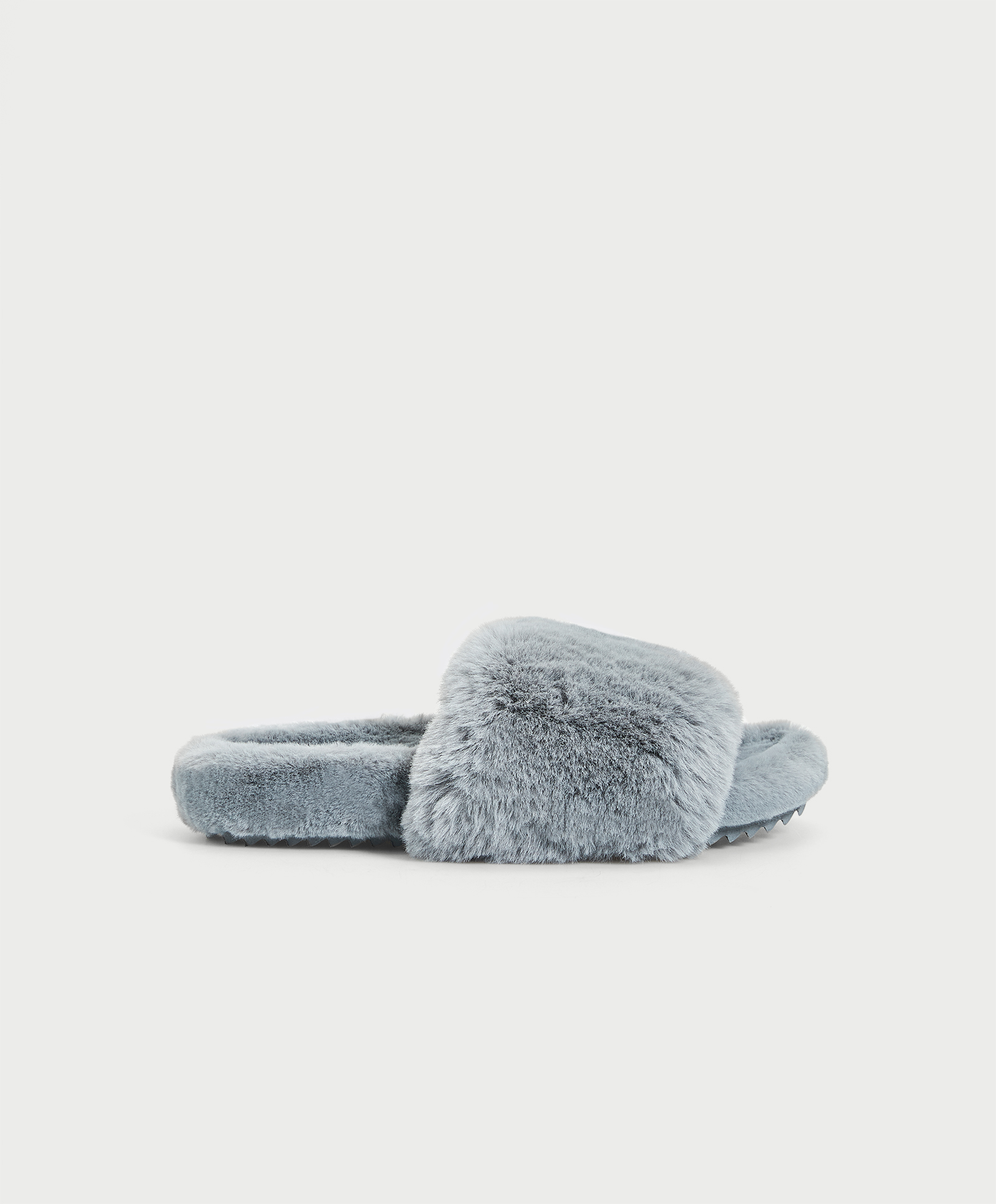 Blue furry slippers