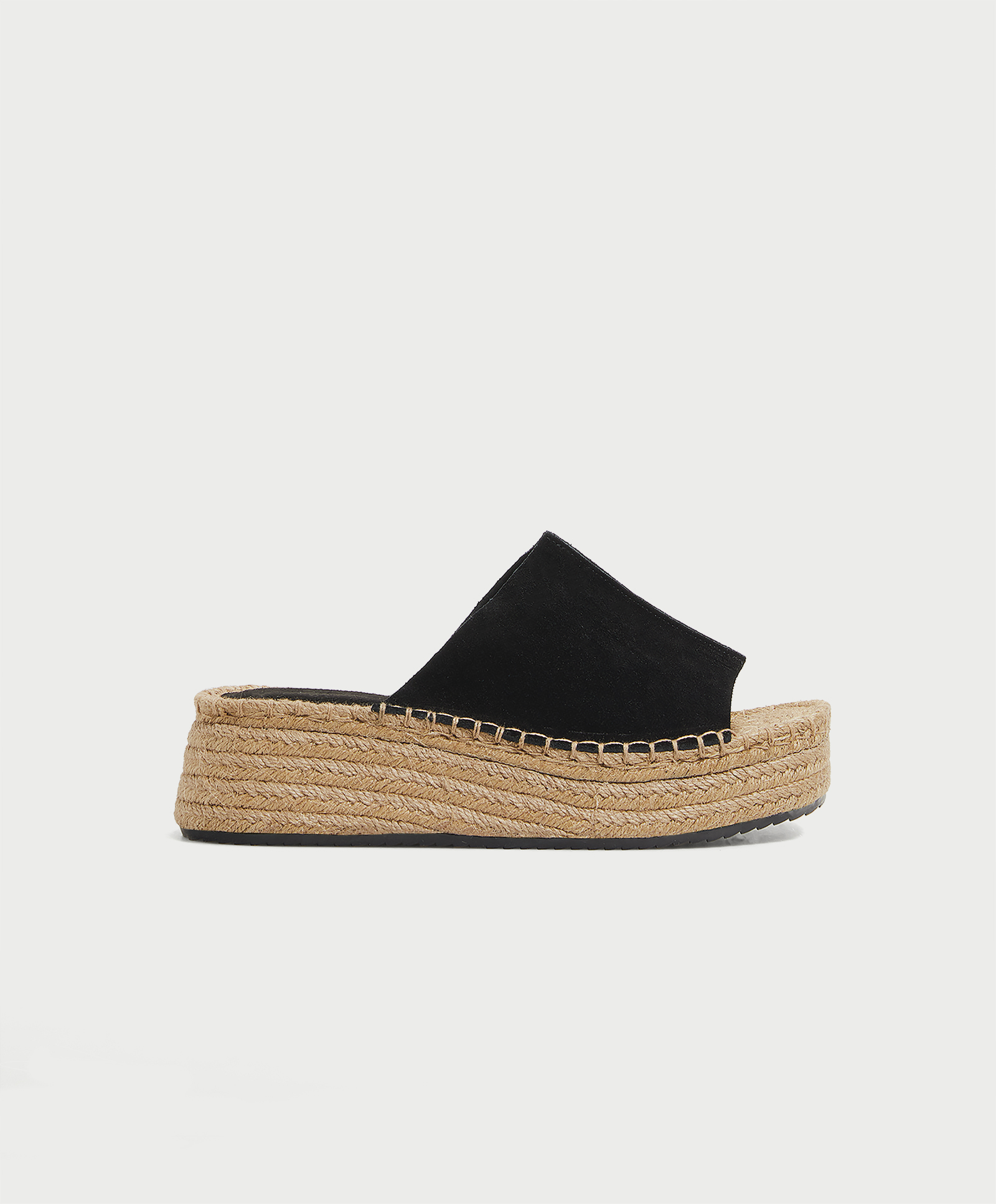 Split-leather and jute wedges