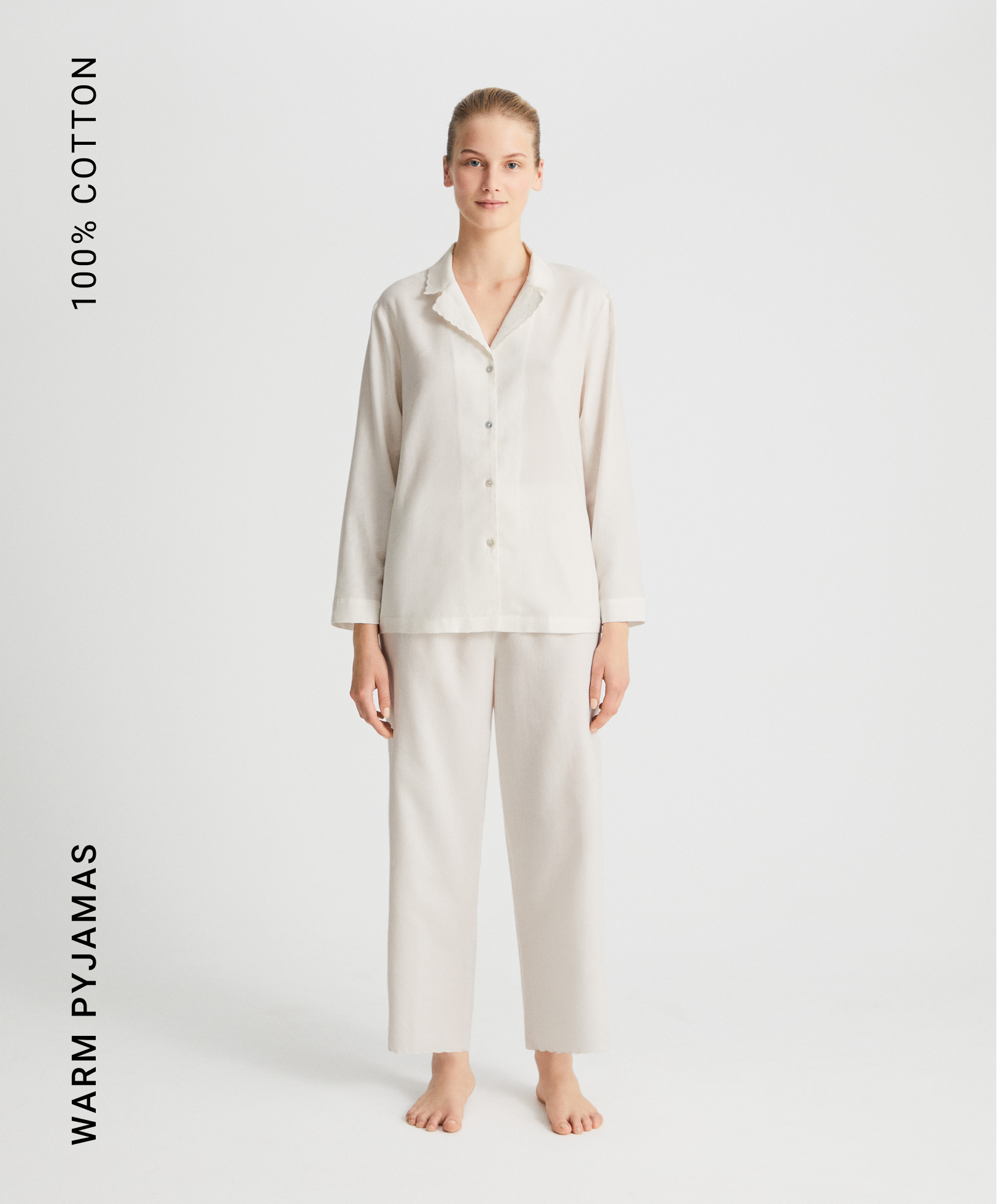 Zweiteiliger Hemdpyjama aus 100 % Baumwolle mit Stickerei
