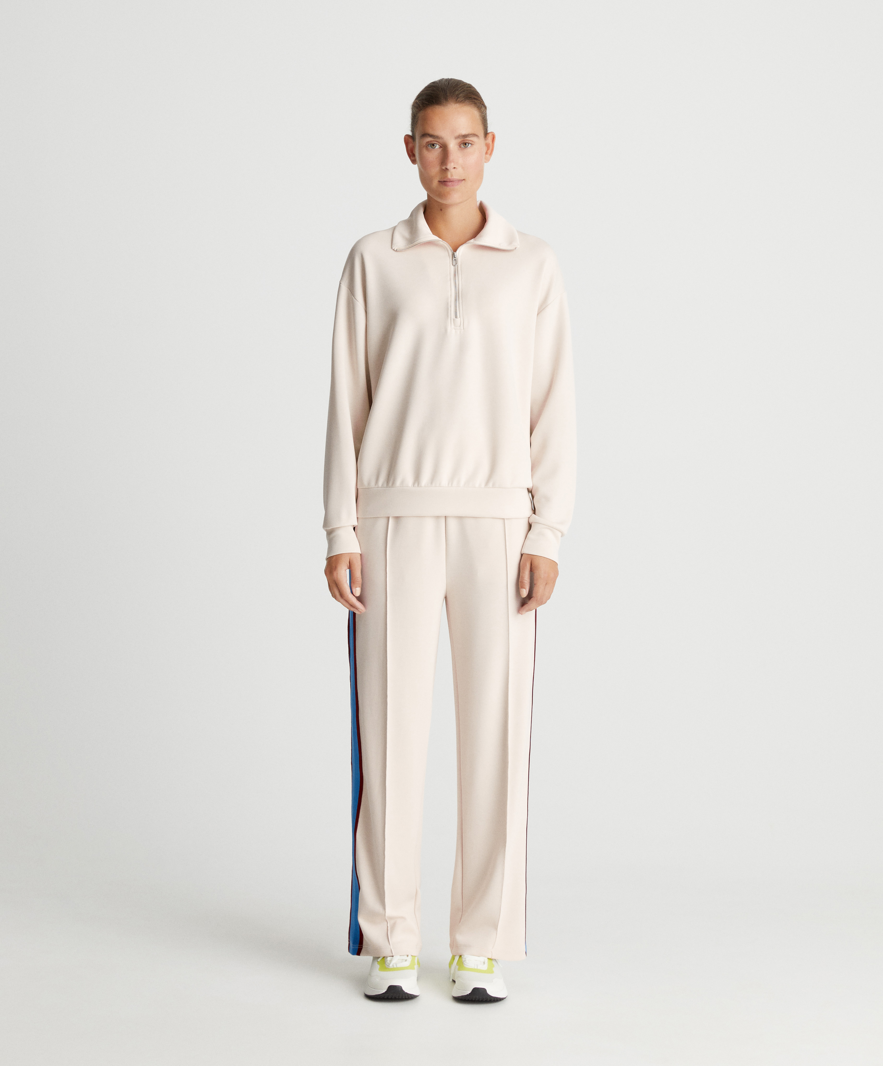 Striped white soft touch modal tracksuit