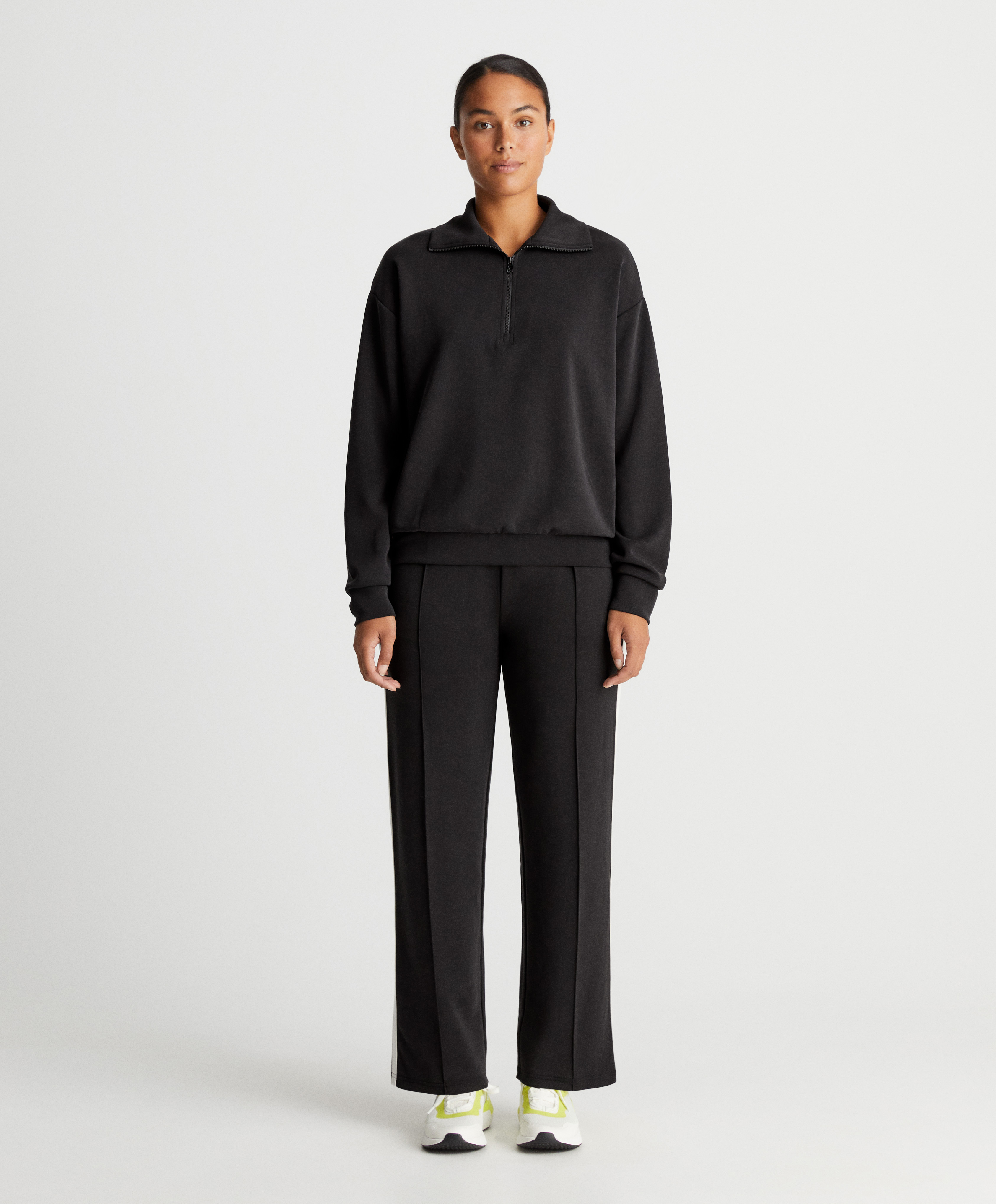 Striped black soft touch modal tracksuit