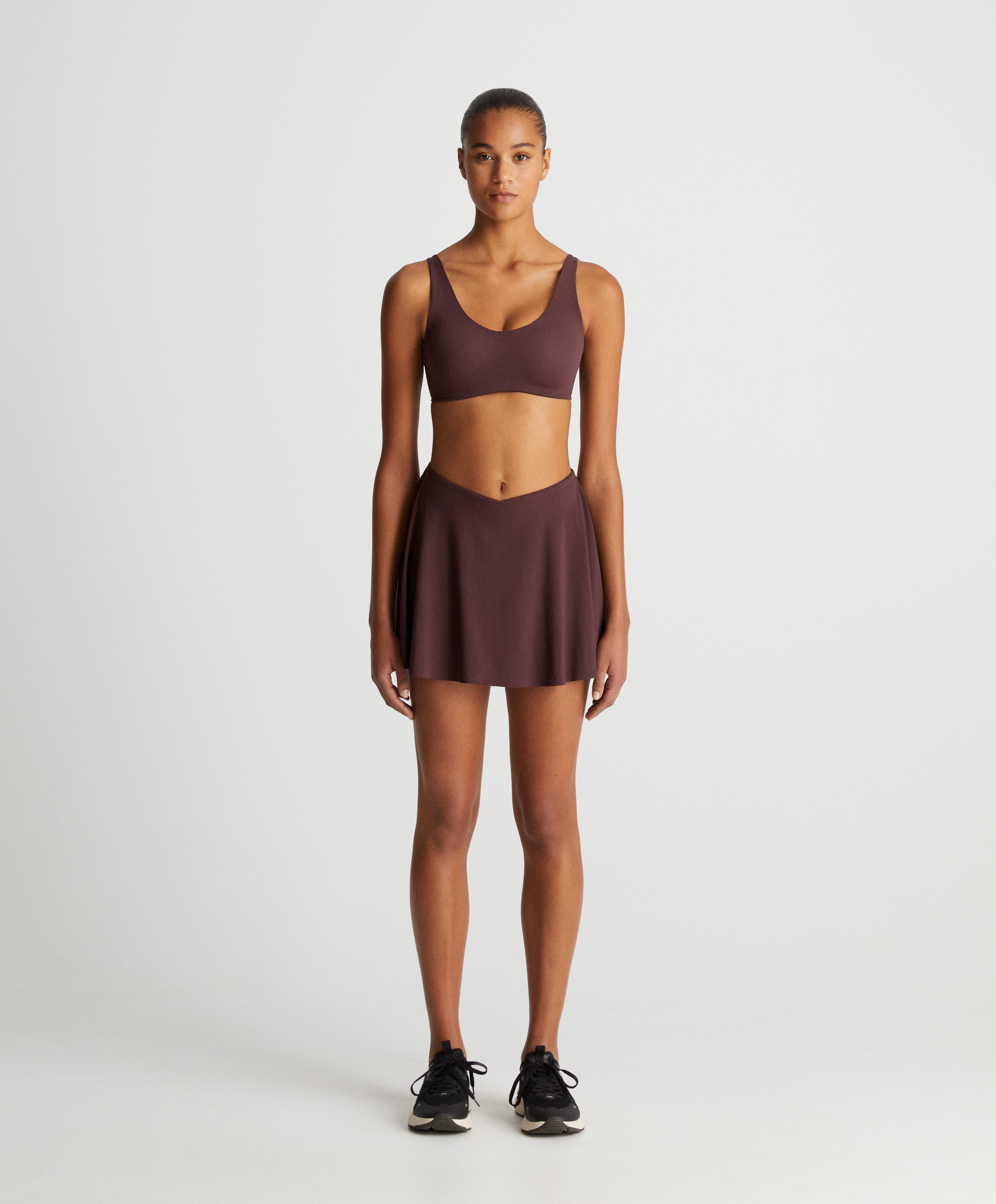 Brown light touch skirt total look