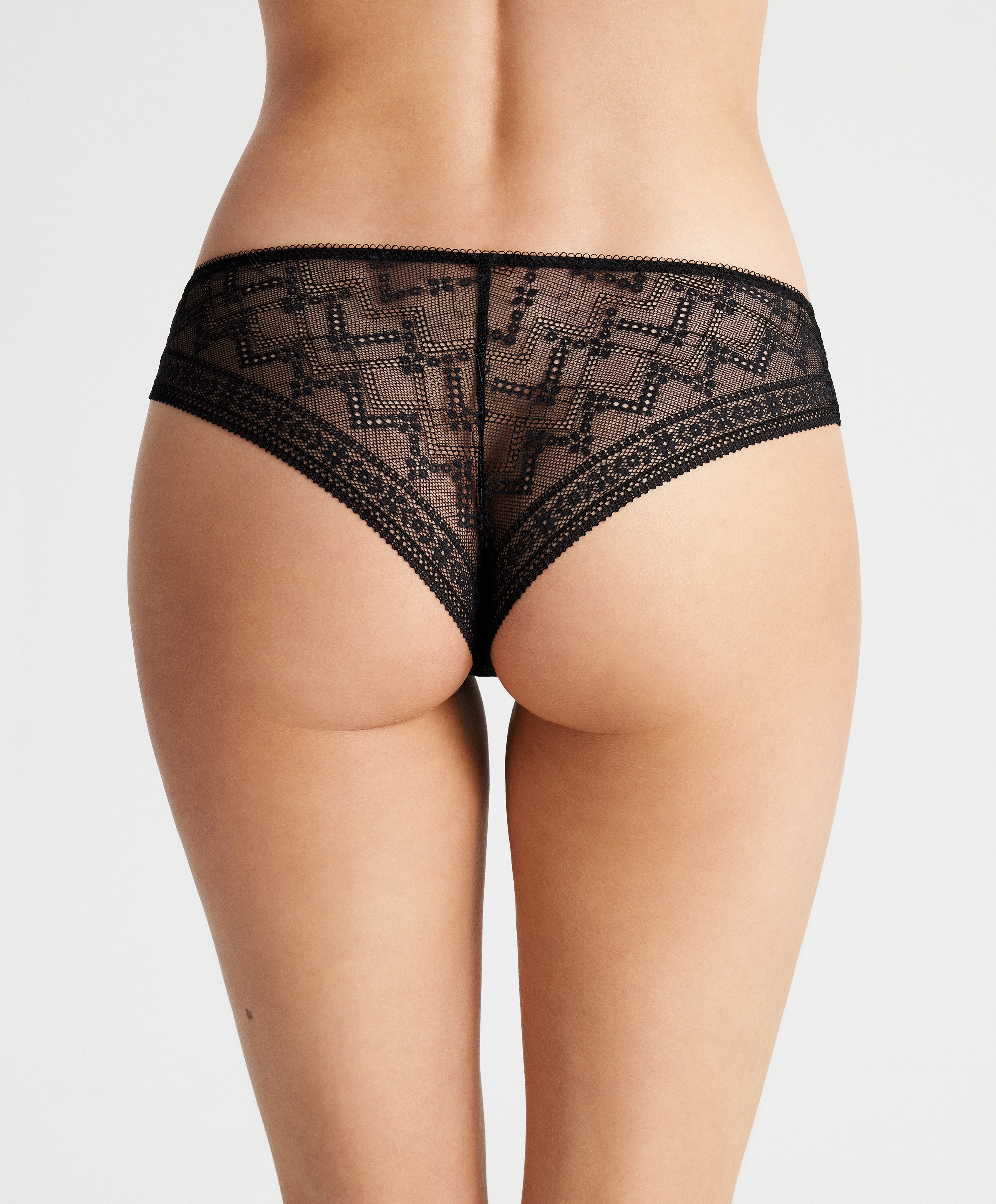 High-waisted Brazilian briefs in floral lace