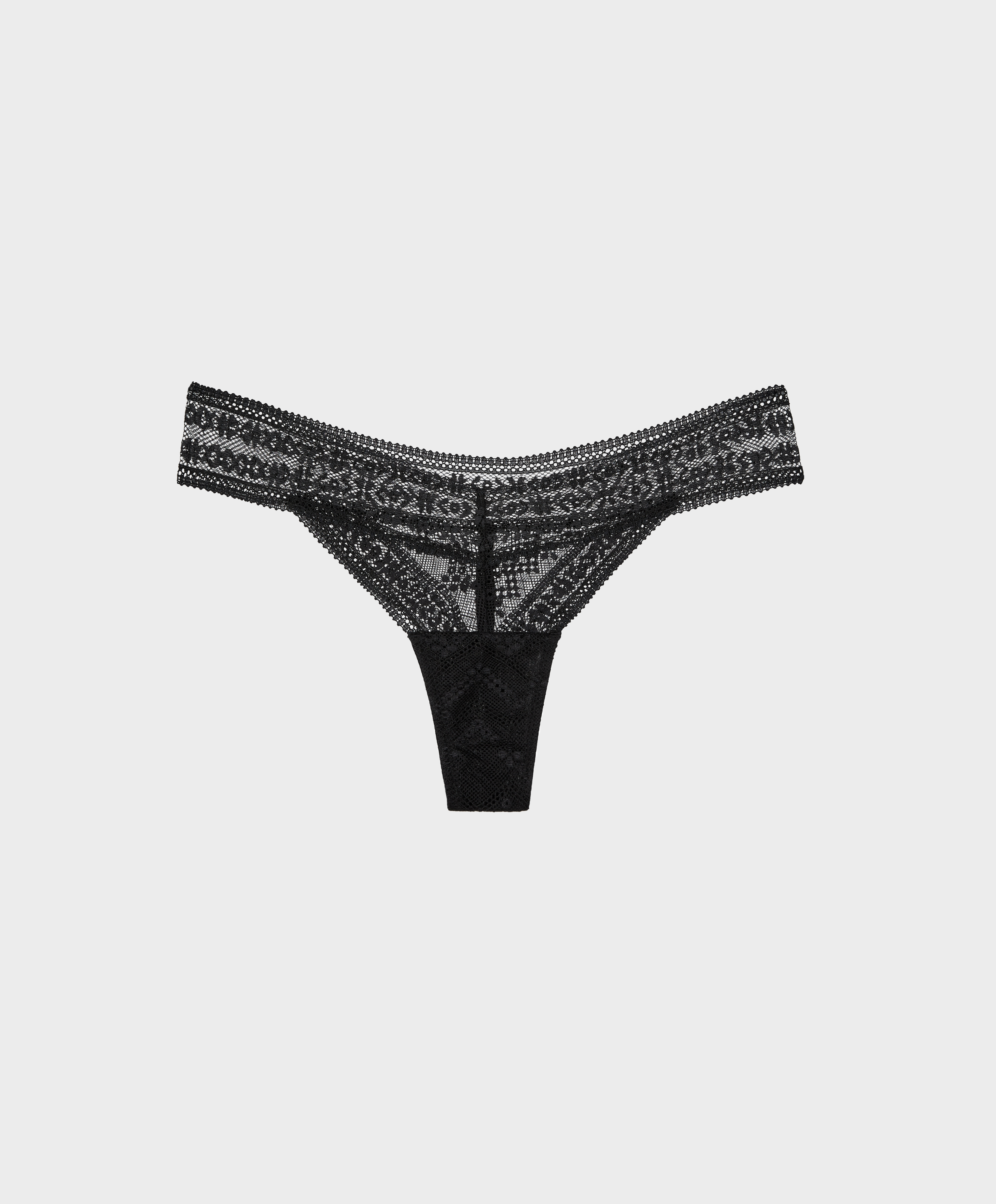 V-cut thong in floral lace