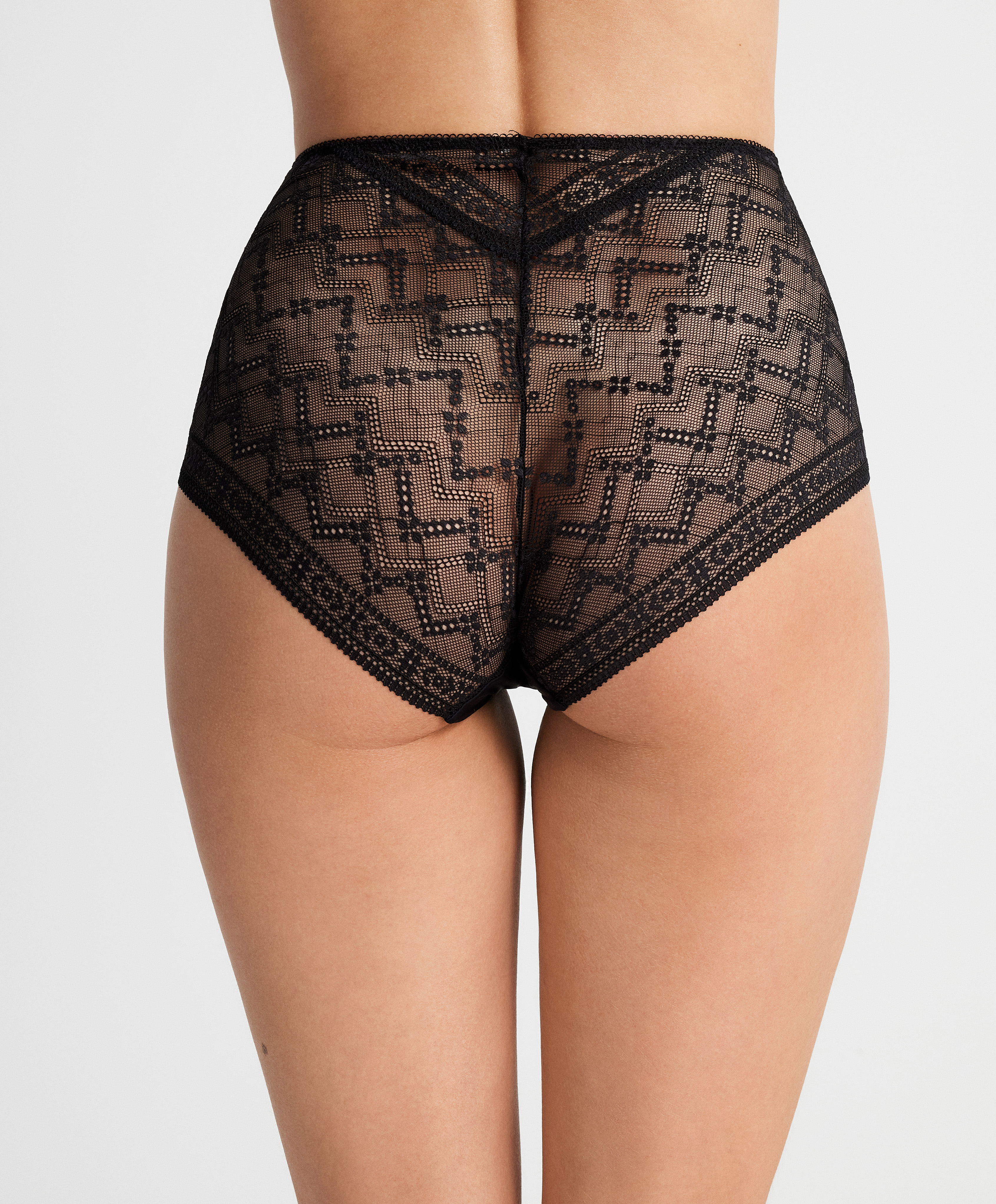 High-waisted floral lace classic briefs