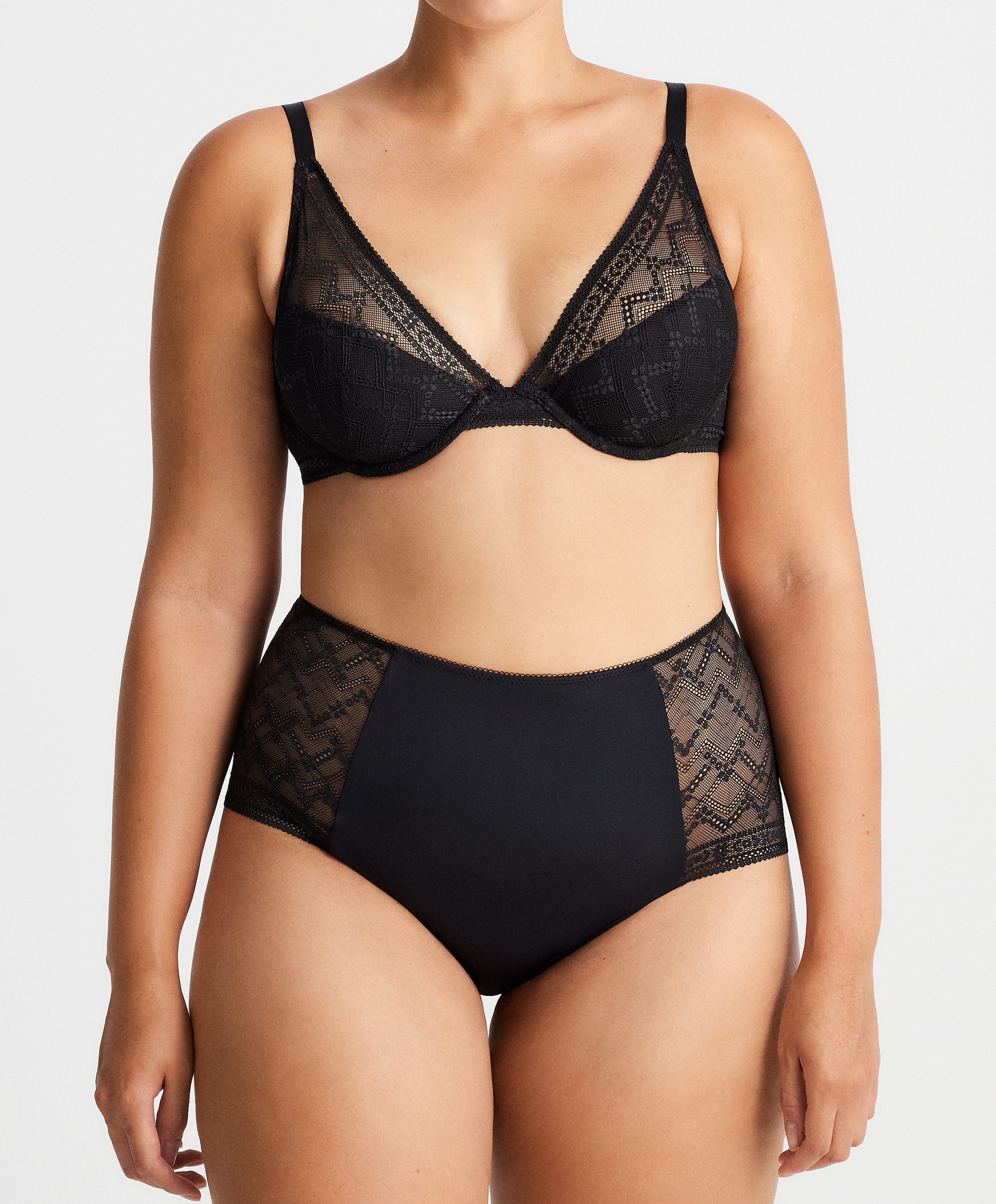 High-waisted floral lace classic briefs