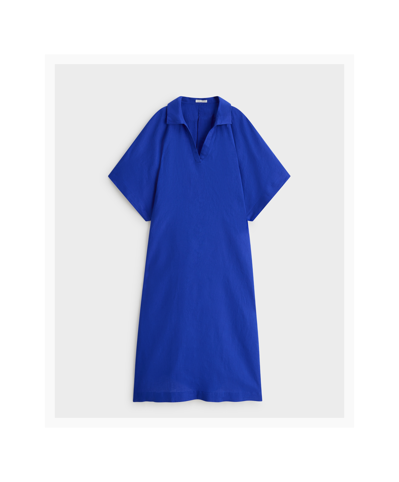 100% linen polo collar tunic dress