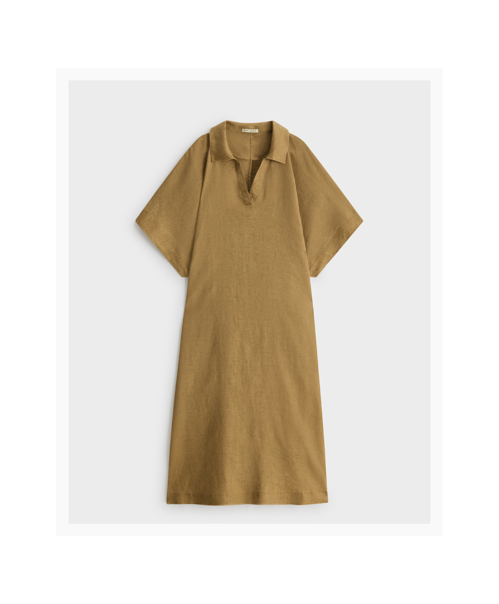 Платье-туника из 100% льна с воротником поло