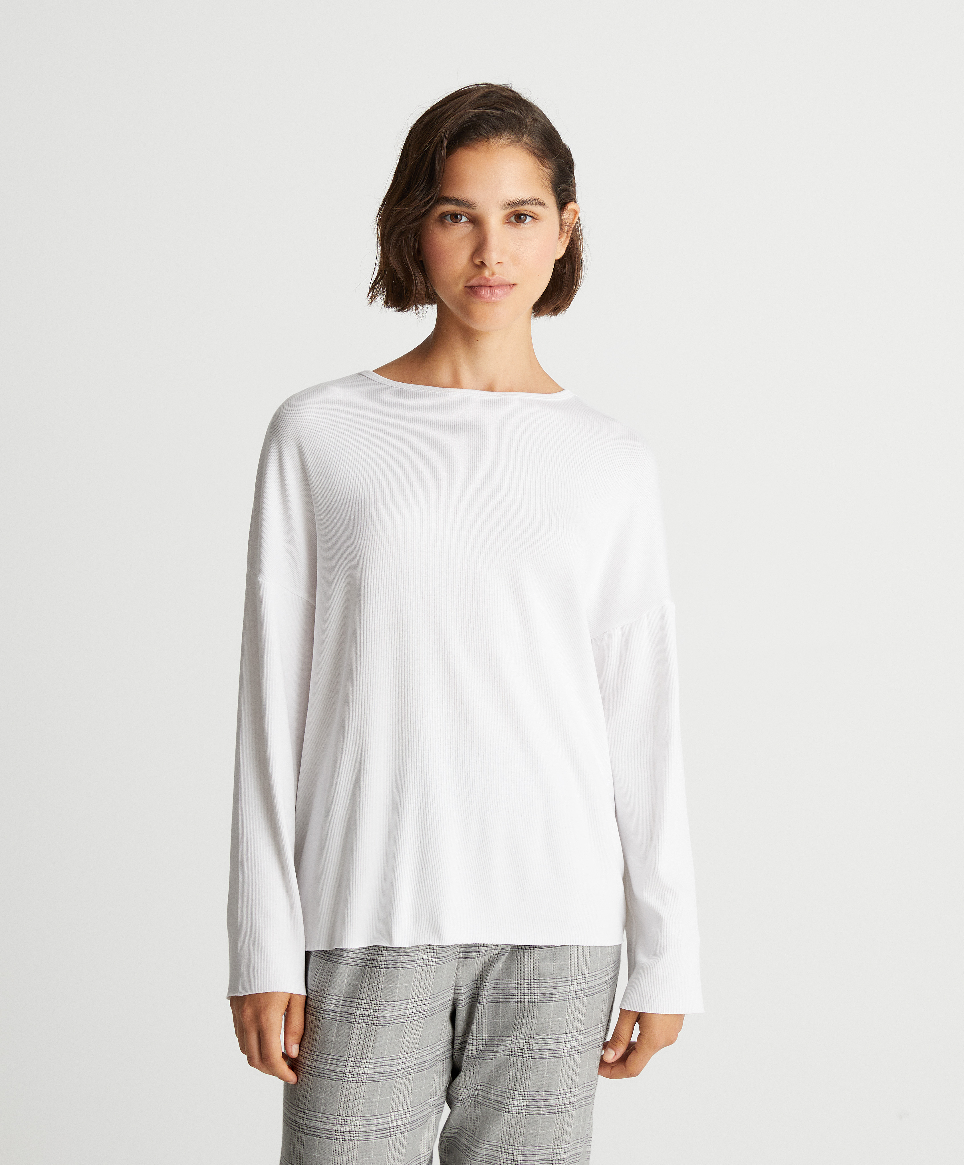 Long-sleeved cotton and modal top