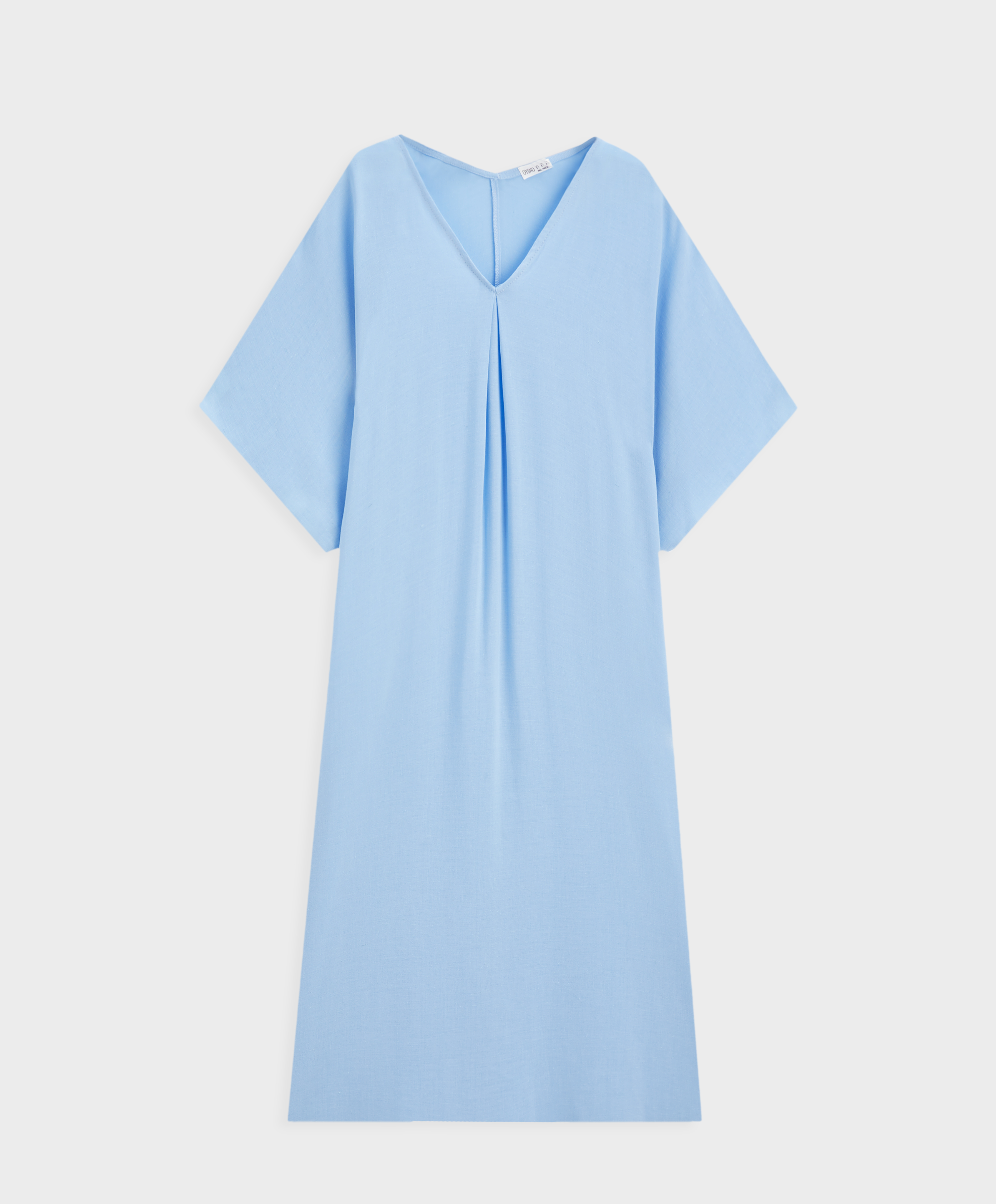 Linen and viscose V-neck tunic dress