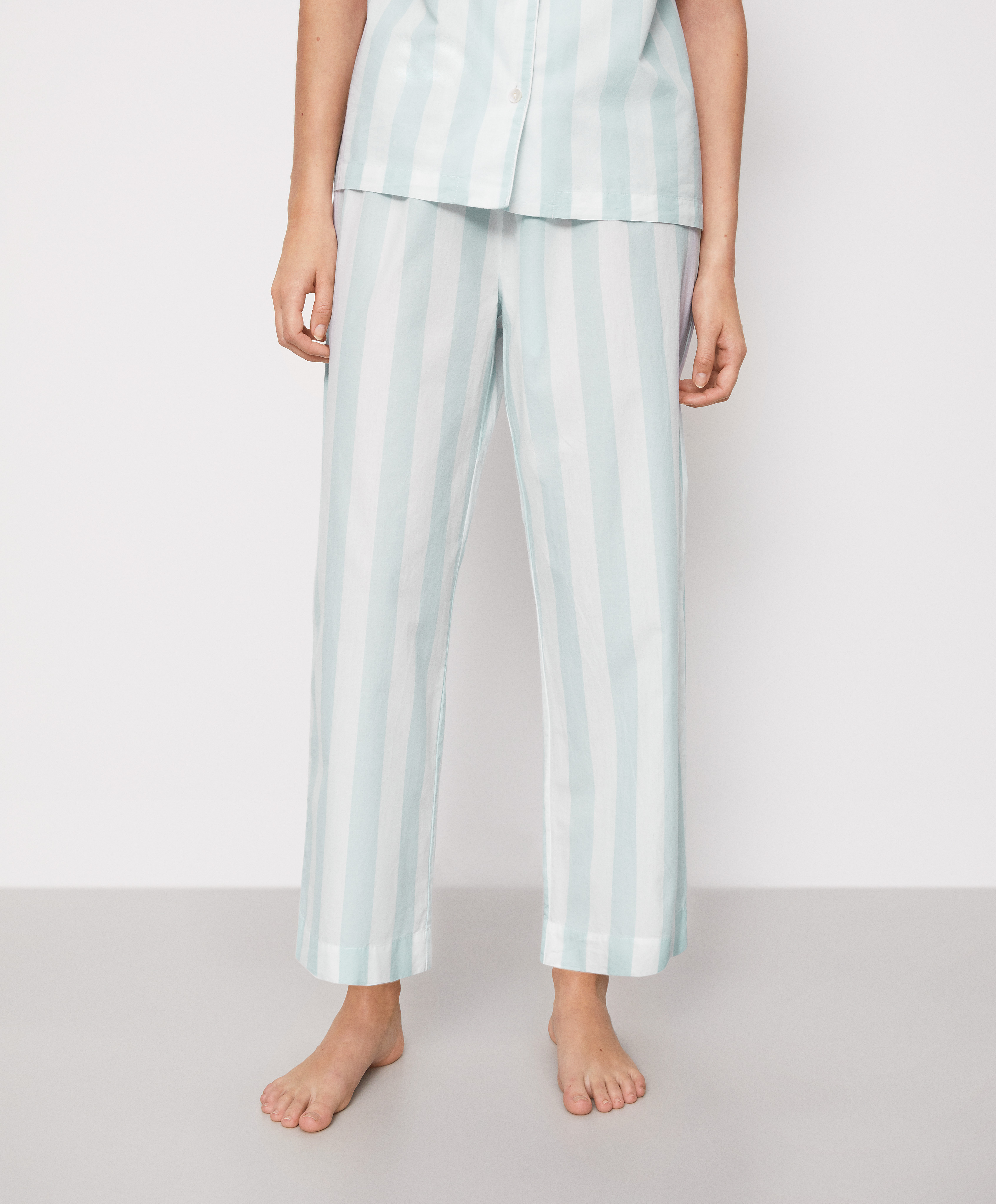 Stripe cotton poplin trousers