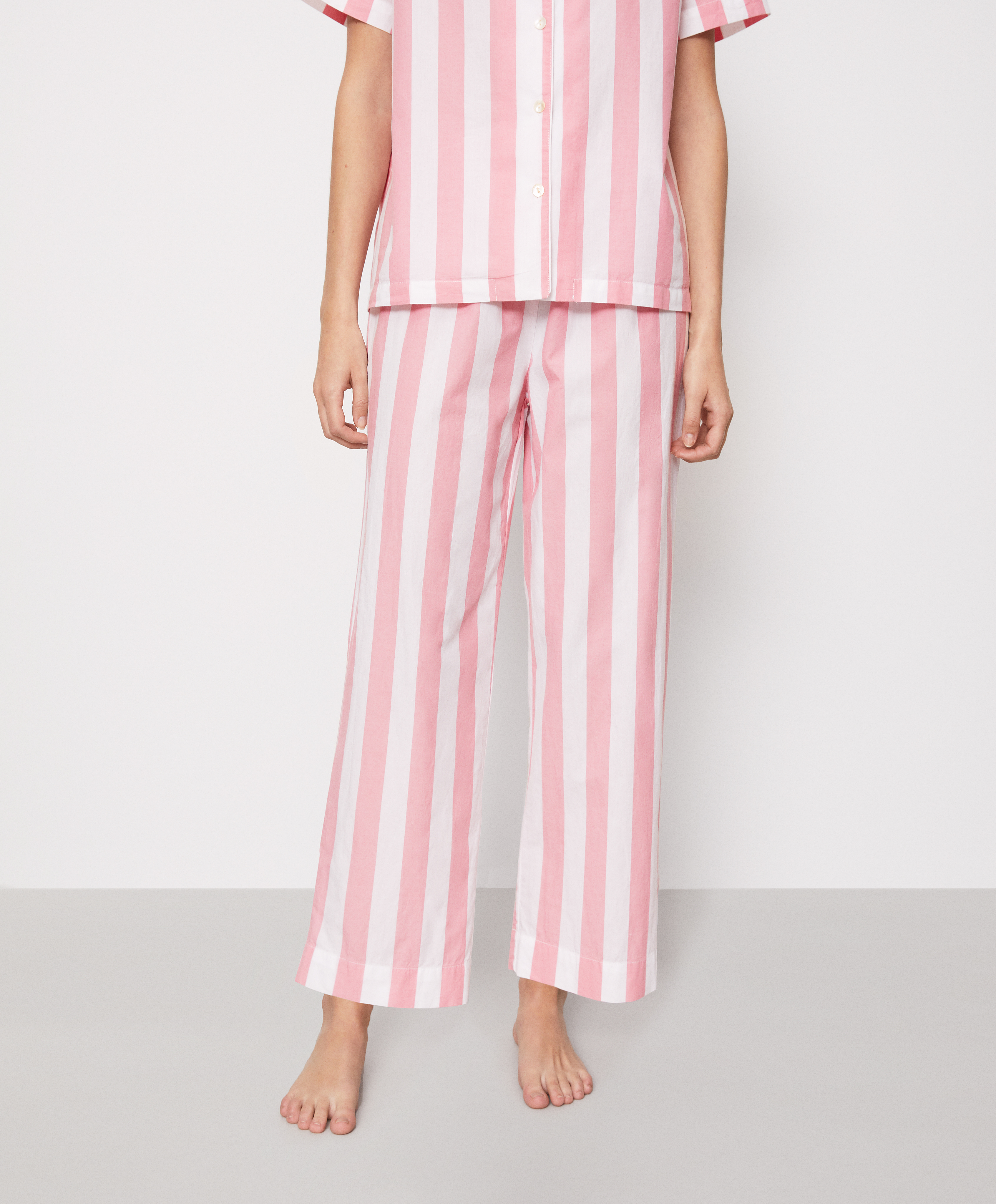 Stripe cotton poplin trousers