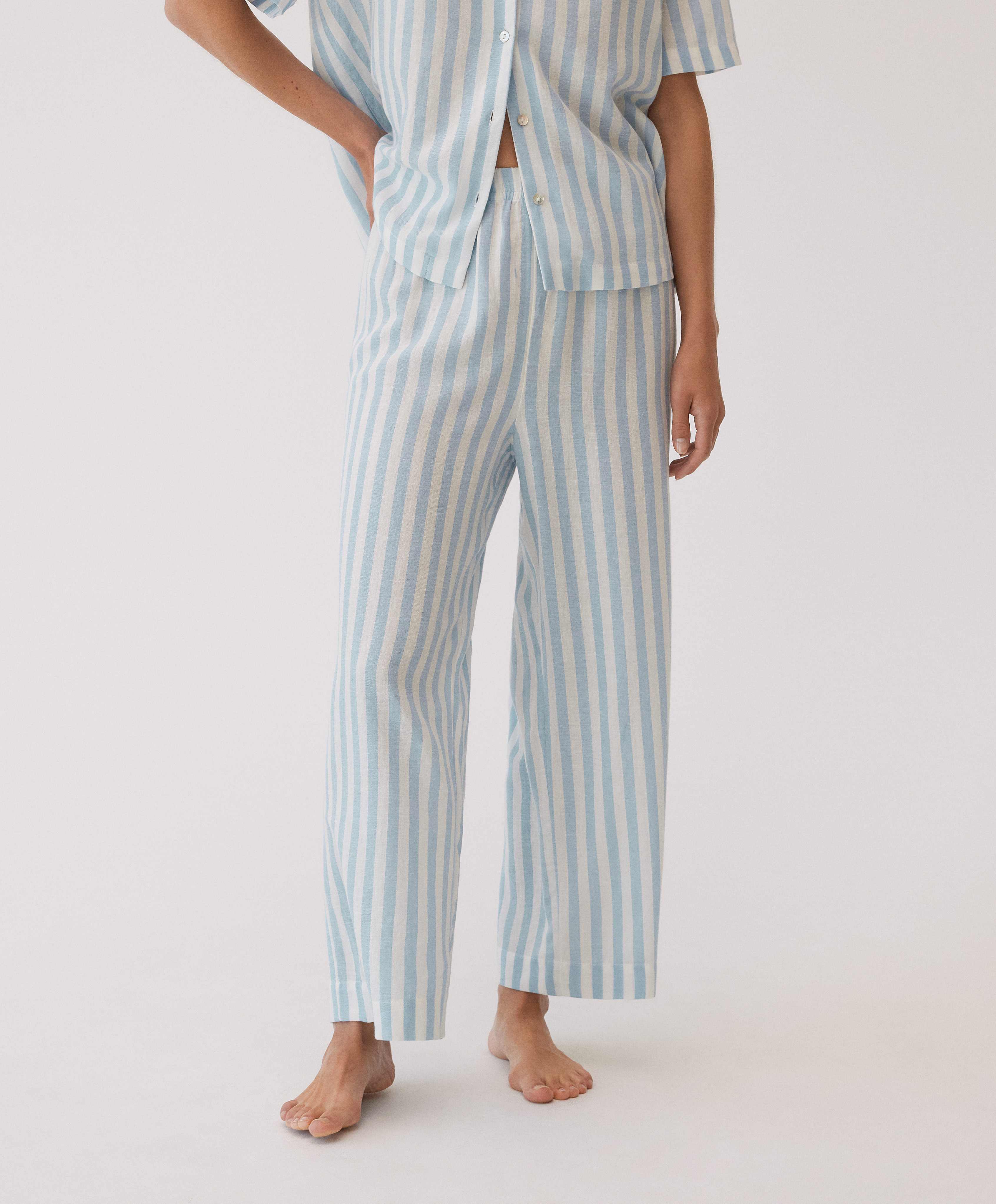 Striped cotton trousers